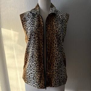 VINTAGE RONNIE SALLOWAY Animal Print Faux Fur Woman’s Vest SzL-XL Sophisticated